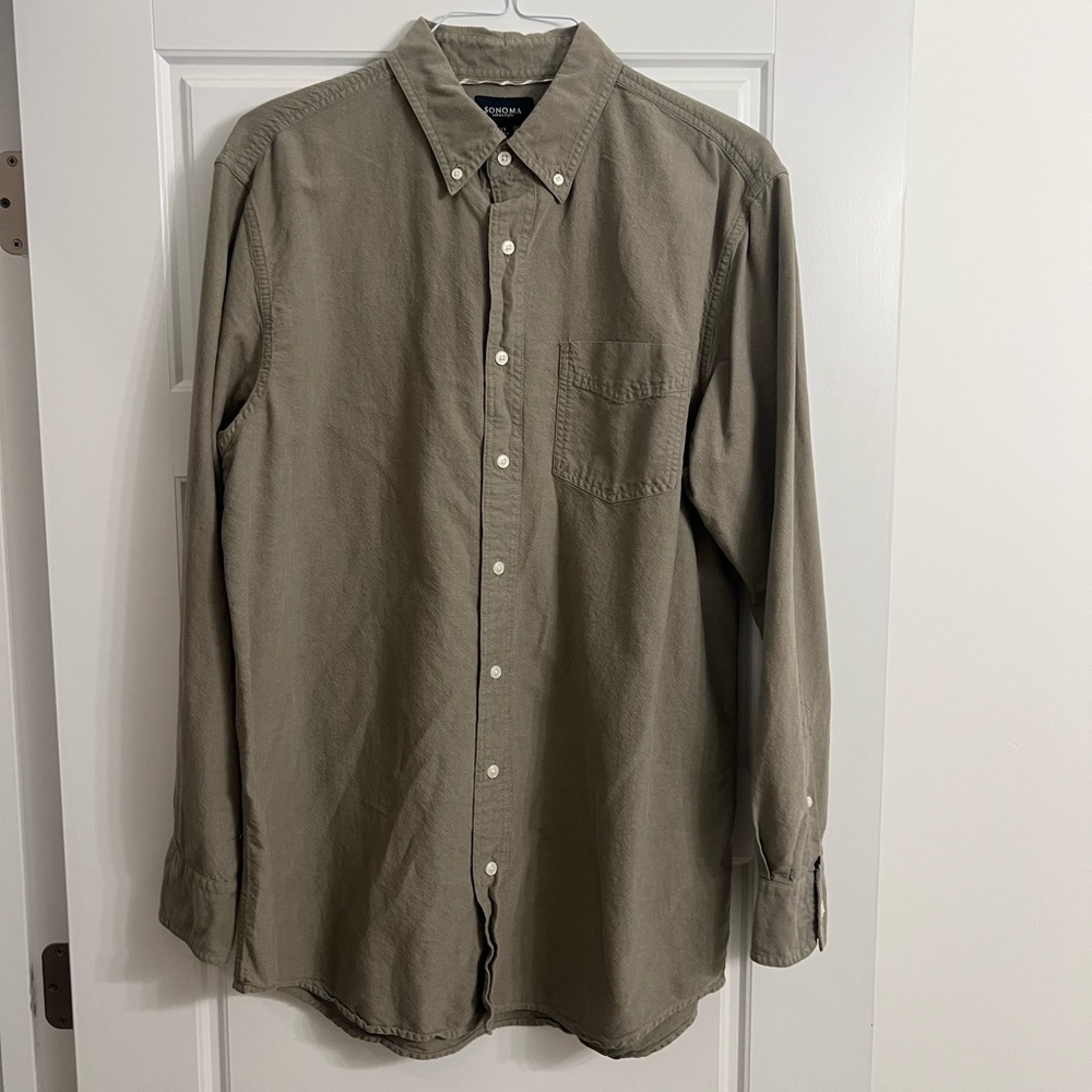 NWOT Sonoma dark beige olive large tall shirt